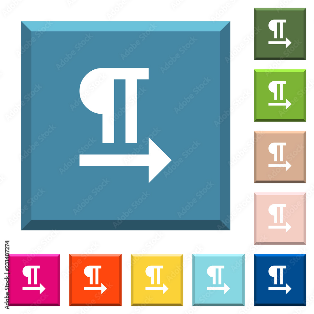 Poster left to right text direction white icons on edged square buttons