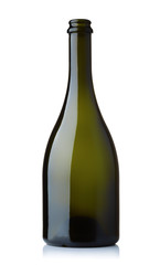 Empty green wine bottle