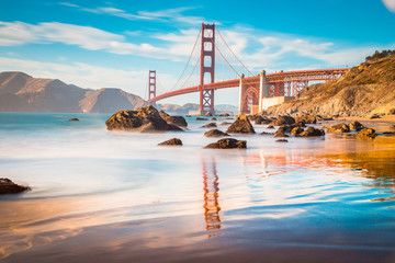 Golden Gate Bridge at sunset, San Francisco, California, USA