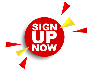 red vector banner sign up now