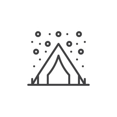 Winter Camping Tent outline icon. linear style sign for mobile concept and web design. Snow shelter simple line vector icon. Symbol, logo illustration. Pixel perfect vector graphics