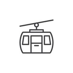 Cable car outline icon. linear style sign for mobile concept and web design. Funicular simple line vector icon. Gondola symbol, logo illustration. Pixel perfect vector graphics