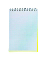 Notepad check pattern.with spring isolated on white background.