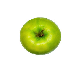Green apple top view. Isolated on white.