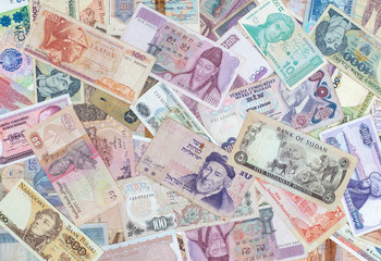 Money background, Closeup on banknotes collection