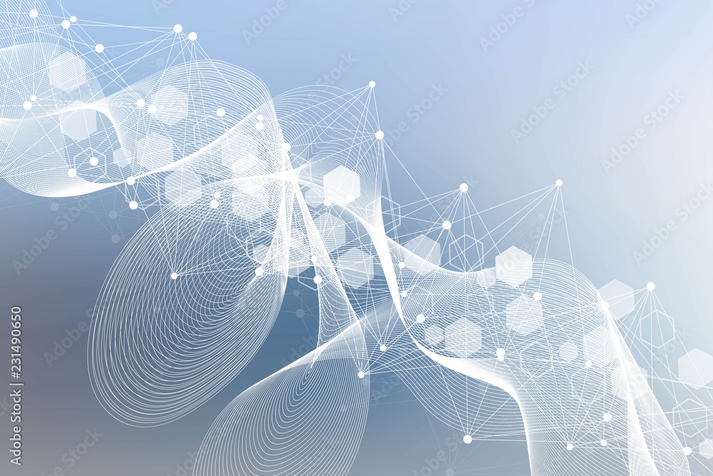 Poster modern futuristic background of the scientific hexagonal pattern. virtual abstract background with p