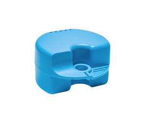 Case for orthodontic appliances, correct teeth. Isolated on white.