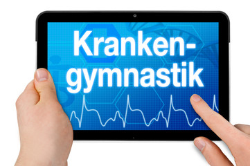 Tablet mit Krankengymnastik