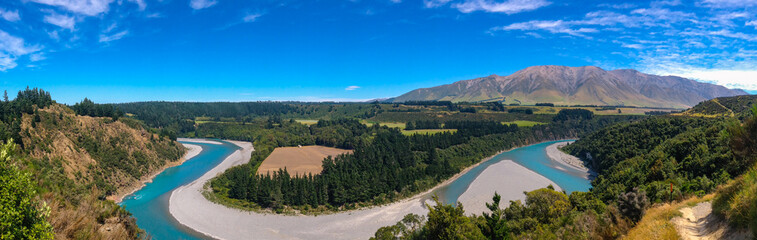 picturesque Rakaia Gorge and Rakaia River on the South Island of New Zealand