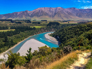 picturesque Rakaia Gorge and Rakaia River on the South Island of New Zealand
