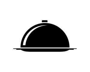 Fototapeta premium Silhouette Vector Tray Service Catering Menu on the Restaurant with Cloche Sign Symbol Icon Logo Template Design Inspiration