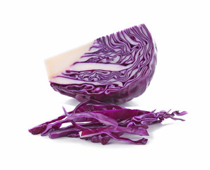 Purple cabbage on white background