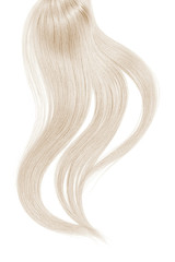 Curl of natural blond hair on white background