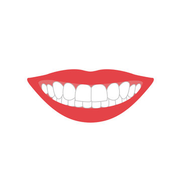 mouth with teeth color silhouette on white background