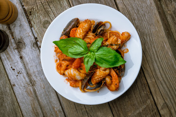 Pasta with seafood