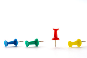 Only one pushpin pin on, idea concept for business success.