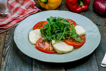 Caprese salad with mozzarella and tomato