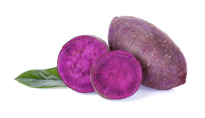 potato purple sweet on white background
