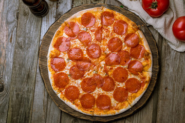 Pepperoni pizza on plate
