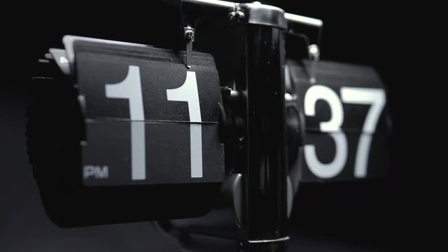 Classic flip clock timelapse, black background