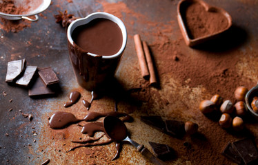 Delicious hot chocolate with spices.