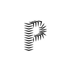 Initial letter P logo monogram, simple isometric geometric striped shape minimal touches lines identity business card technology emblem mockup.
