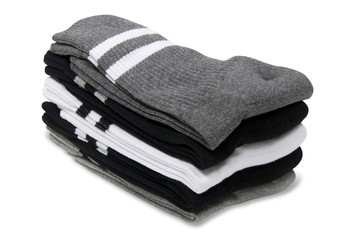 stack of male socks isolated on white