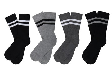 set of socks different in color isolated on white
