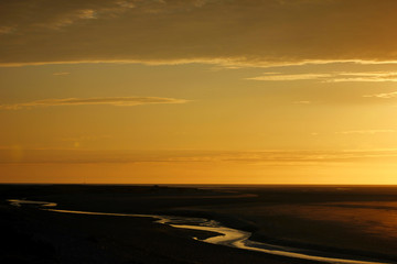 coucher de soleil sur la baie de somme depuis le hourdel en picardie