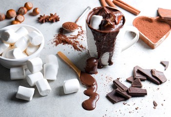 Delicious homemade hot chocolate with marshmallows.