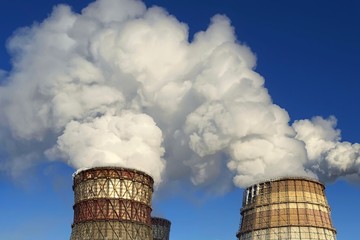Cooling towers of thermal power plant. 
