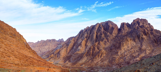 Aerial view of Sinai mountains in Egypt from Mount Moses