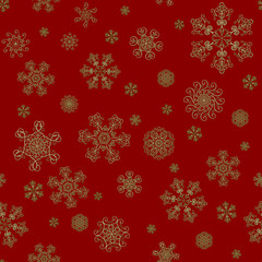 Winter watercolor hand drawn seamless pattern print with snowflakes