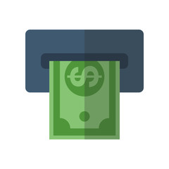 Withdraw of money flat icon on isolated white transparent background.	