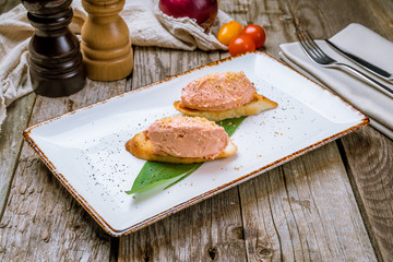 Bruschetta with salmon pate