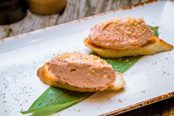 Bruschetta with salmon pate