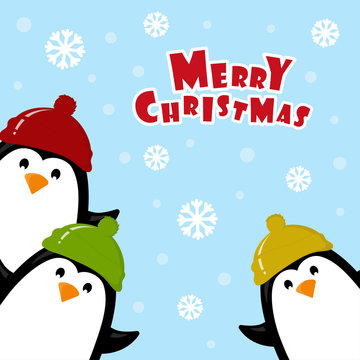 Christmas card with penguin