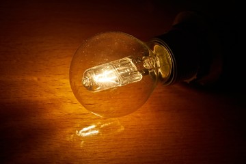 Light bulb on a table