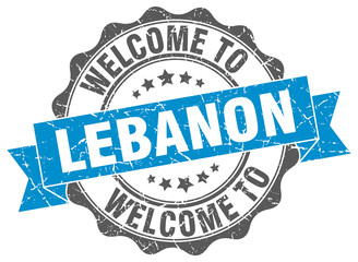 Obraz premium Lebanon round ribbon seal