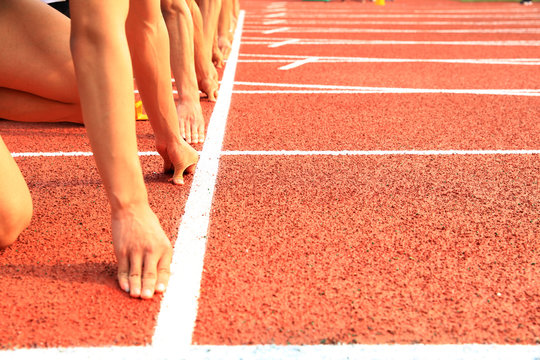 The athletes are at the starting line