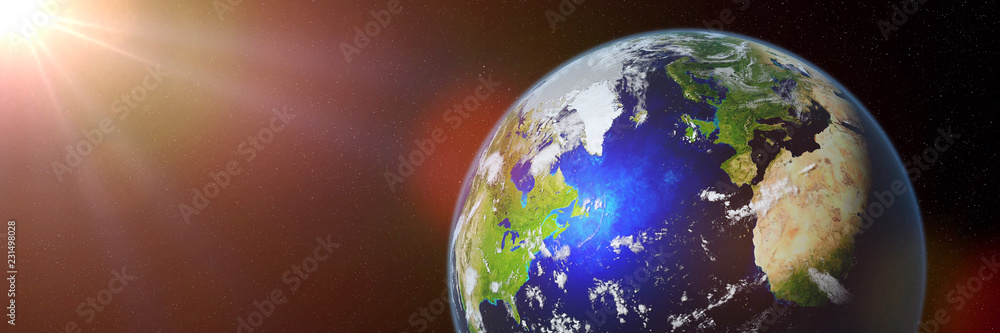 Wall mural planet earth, so-called ''blue marble'' lit by the sun