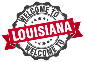 Obraz premium Louisiana round ribbon seal
