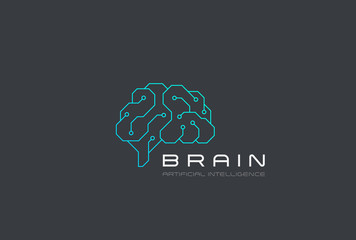 Brain Artificial Intelligence Logo design vector. AI Brainstorm