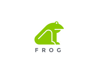 Frog Logo silhouette vector design geometric style. Animal icon