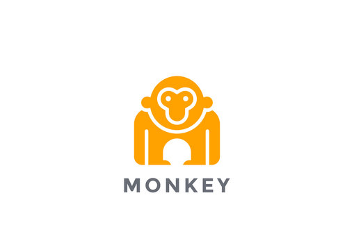 Monkey Logo silhouette vector design geometric. Gorilla icon