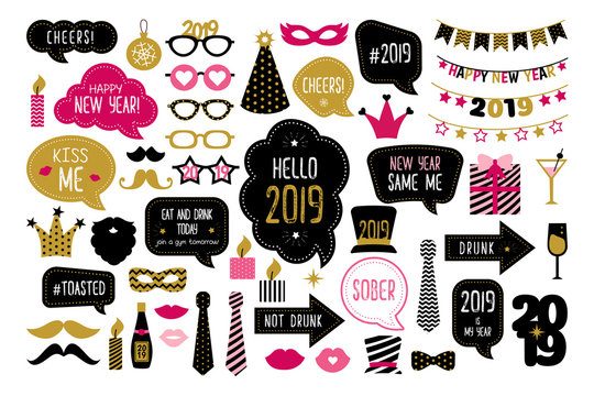 Happy new year 2019 photo booth props photobooth