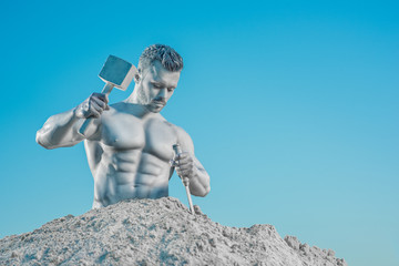 Legendary Atlas creating his perfect body from rock. 