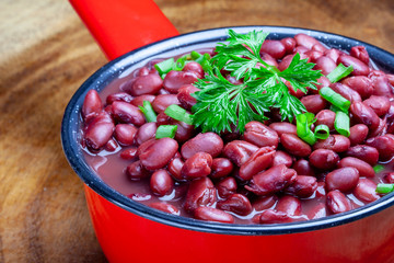 Beans cooked in the bowl