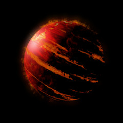 hot Jupiter class exoplanet, alien gas giant planet isolated on black background © dottedyeti
