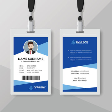 Blue employee ID card design template